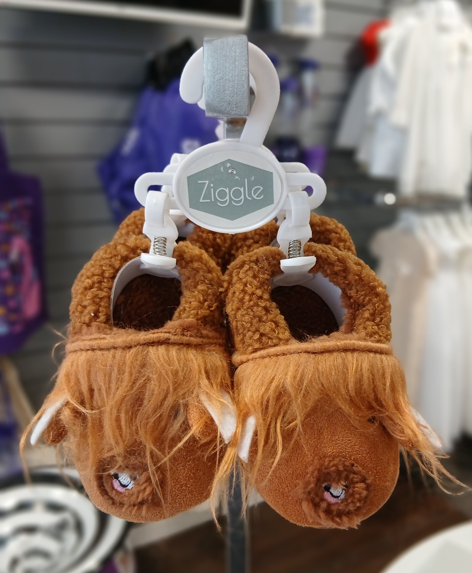 Ziggle Highland Coo Baby Slippers 6-12 months