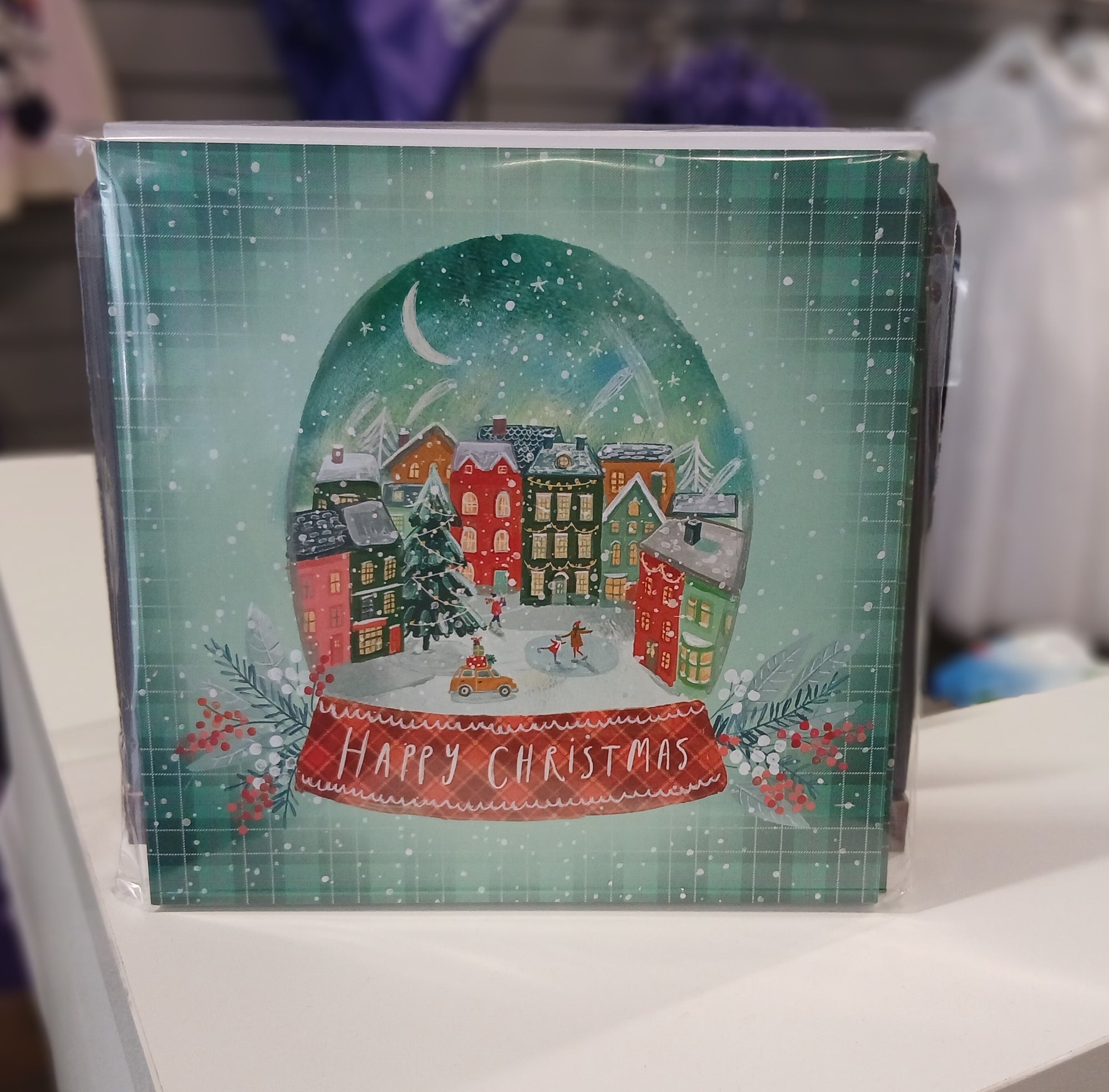 Tartan Snow Globe Christmas Cards