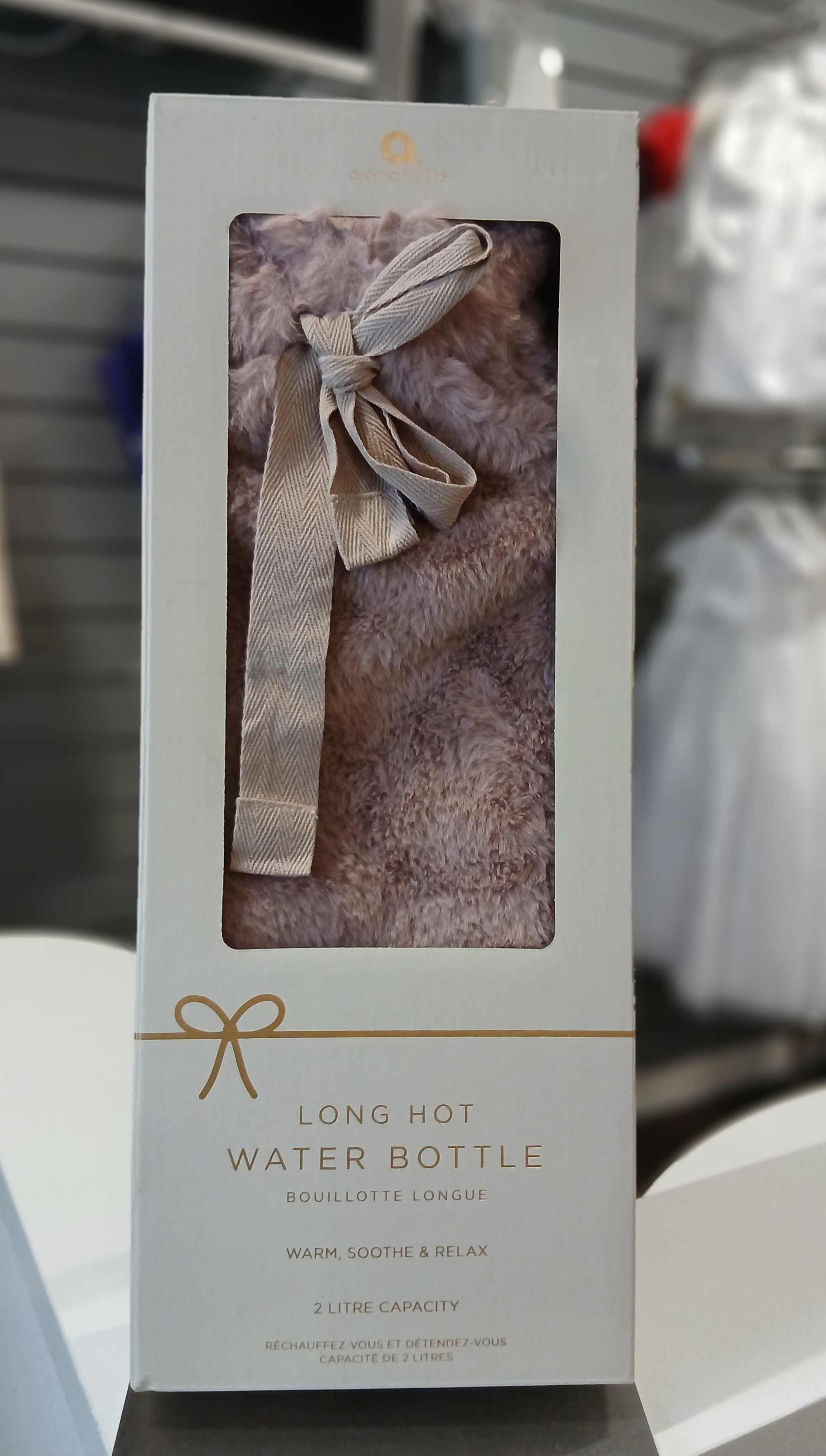 Long Hot Water Bottle Pink Fur