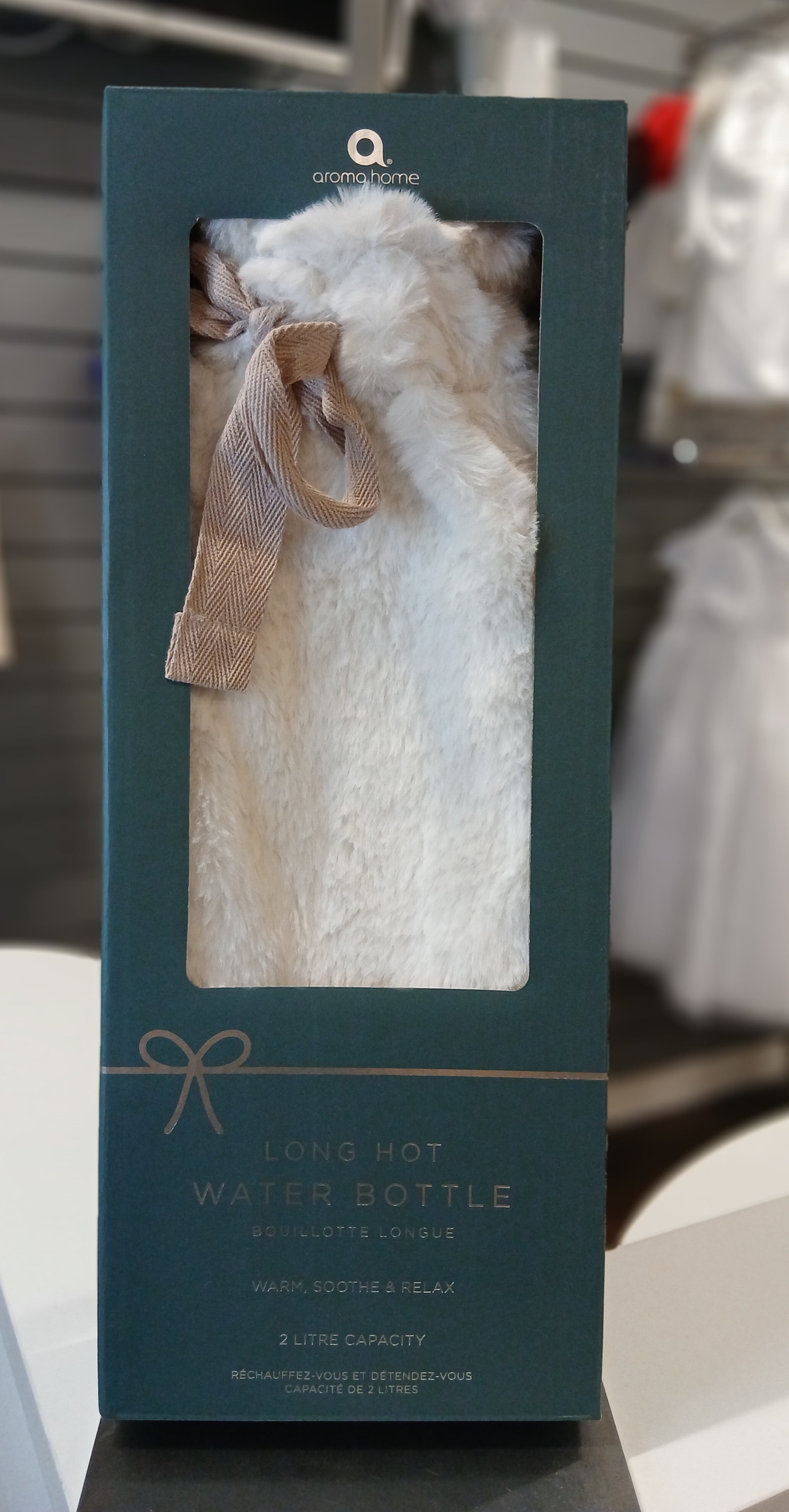 Long Hot Water Bottle White Fur