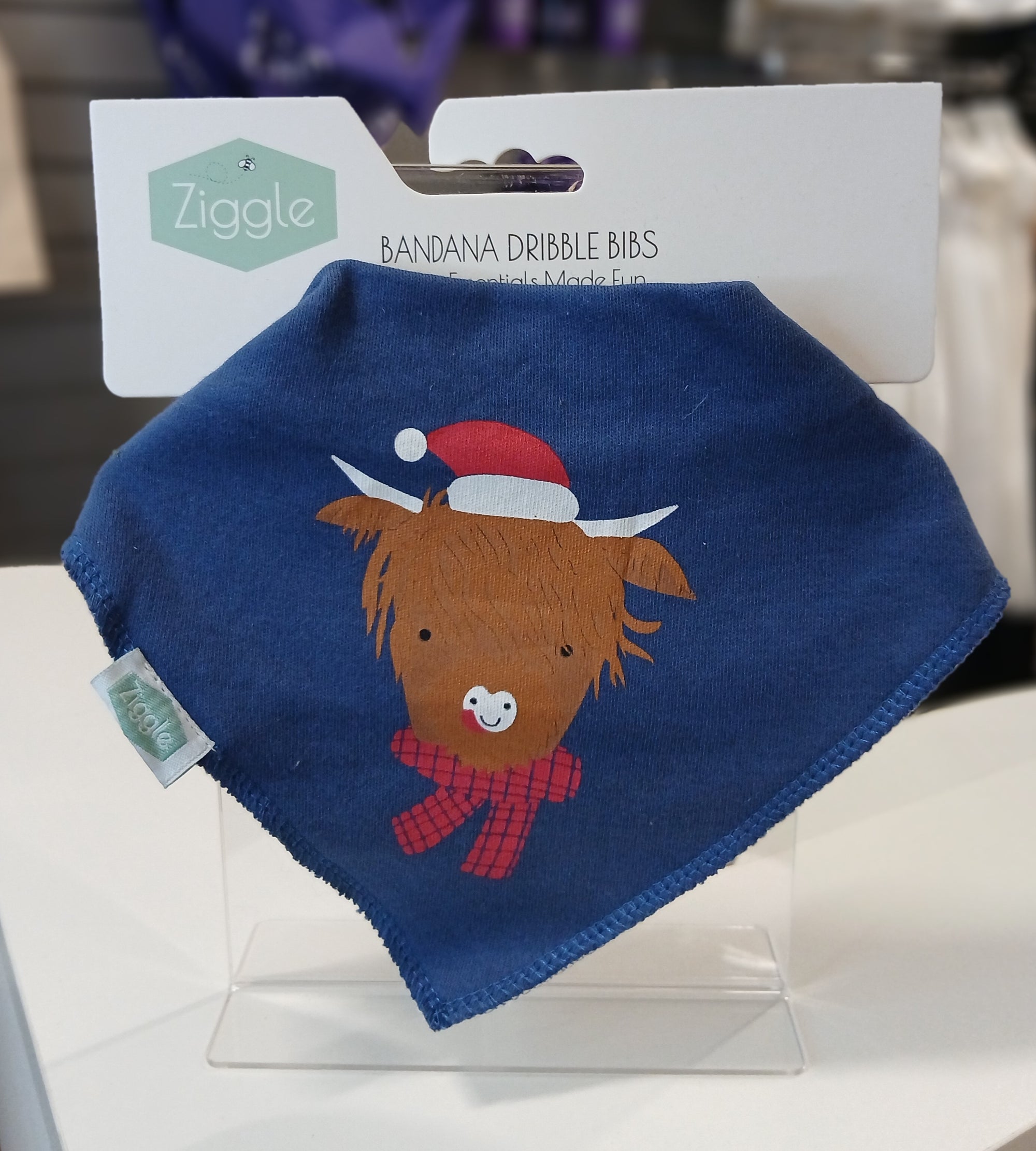 Christmas Highland Cow Ziggle Bandana Dribble Bib