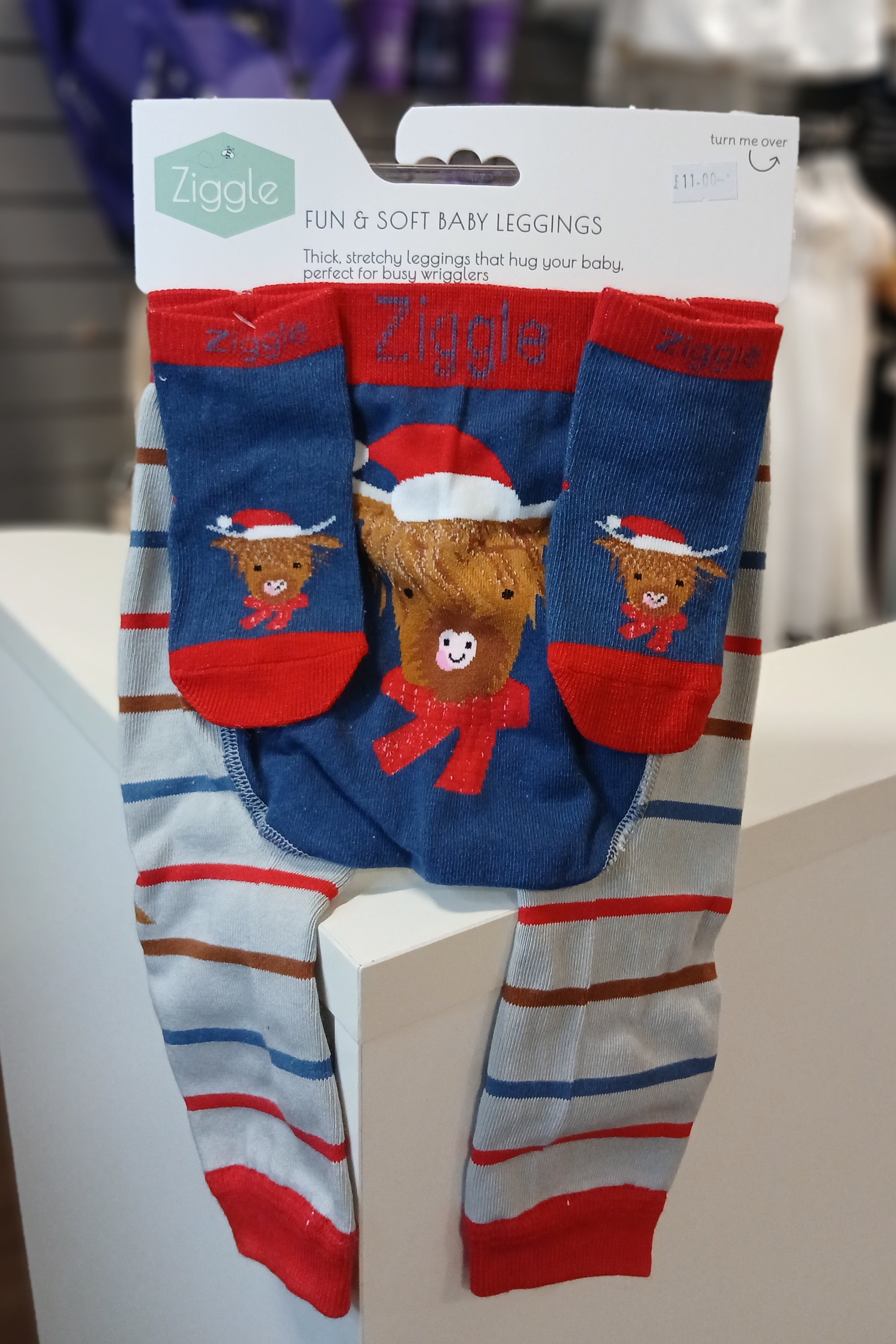 Christmas Highland Cow Baby Leggings and Sock Combo
