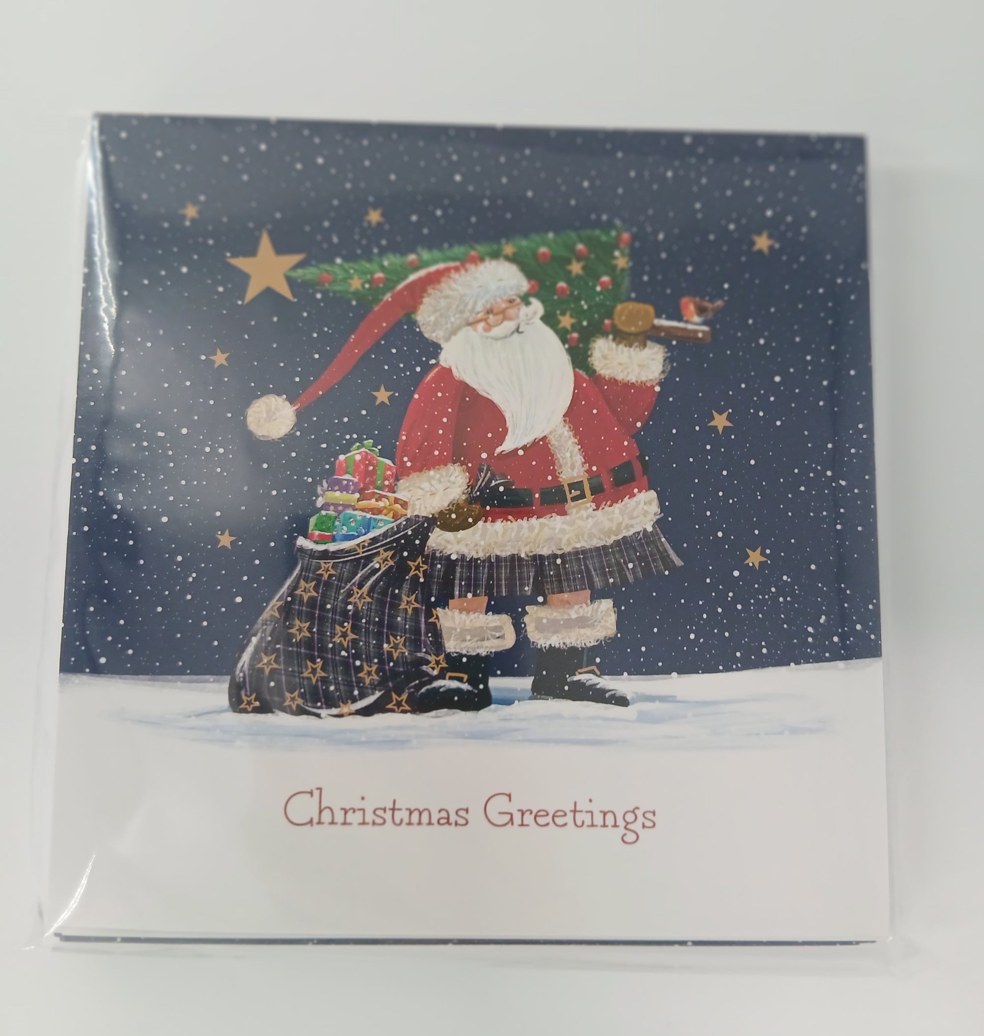 Scottish Santa in the Snow Christmas Cards